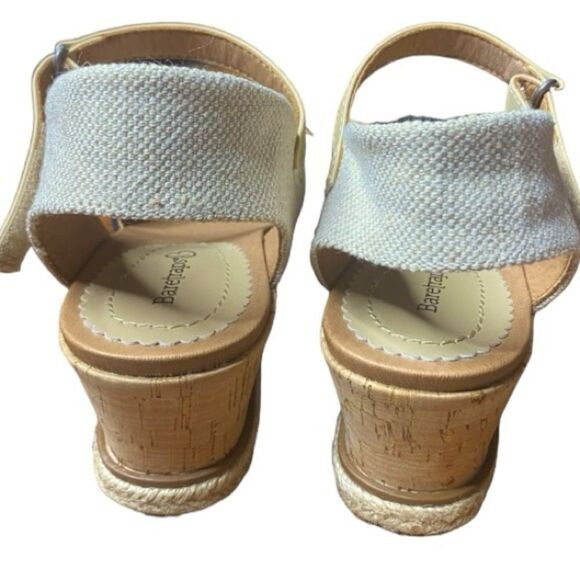 Baretraps Wm’s Sz 9.5 Black Ocean Closed Ankle Strap Toe Canvas Wedge Sandals - Picture 6 of 9